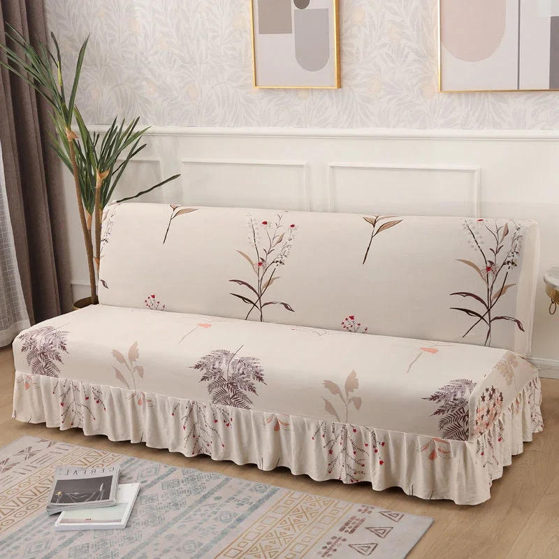 

Double Universal Sofa Bed Cover Simple Folding Armless Elastic Skirt Sofa Cover Fabric All Inclusive Universal Cover
