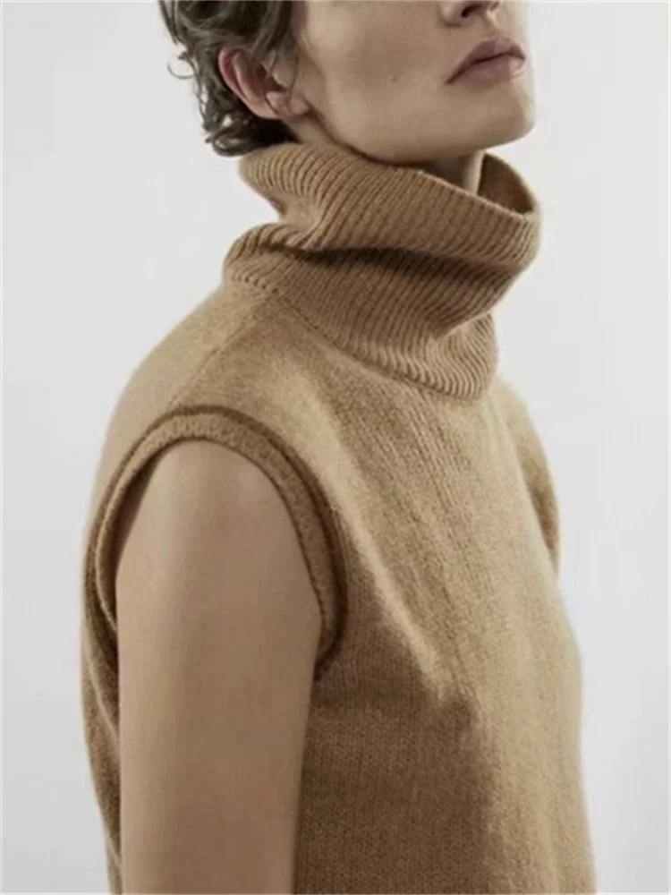 

Простой кашемировый жилет без рукавов, свитер для женщин, водолазка, вязаная одежда, топы, женский модный пуловер, топы на осень и зиму