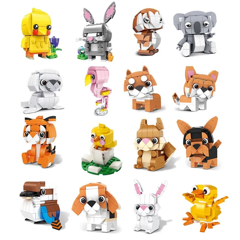 

Creative Animal Koala Dog Kookaburra Penguin Flamingo Collie Sea Lions Raccoon Mini Figures Building bricks Kid Block Toys
