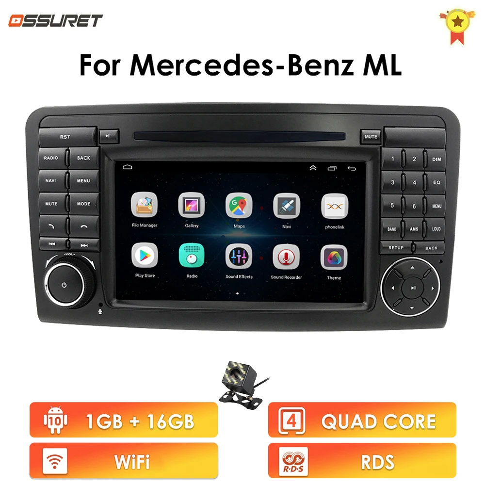 2DIN RDS Android Stereo Car Radio Multimidia Player GPS Navi For Mercedes-Benz ML GL-Class W164 X164 GL350 ML350 2005-2012 WI-FI