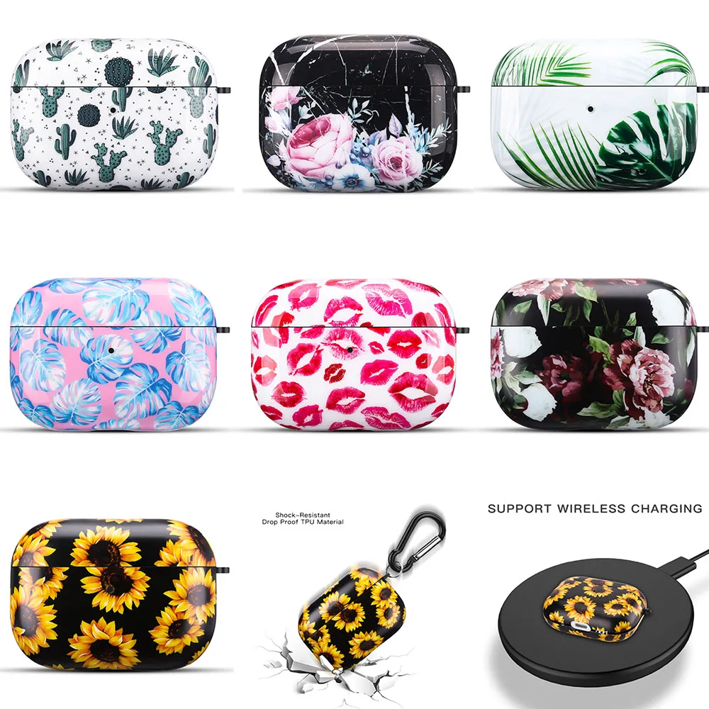 

Retro Flower Leaves Soft Earphone Cases For Airpods 1/2 Red Lips Case Banana Leaf Protection Box For Apple Airpods Pro 2 3 Cover