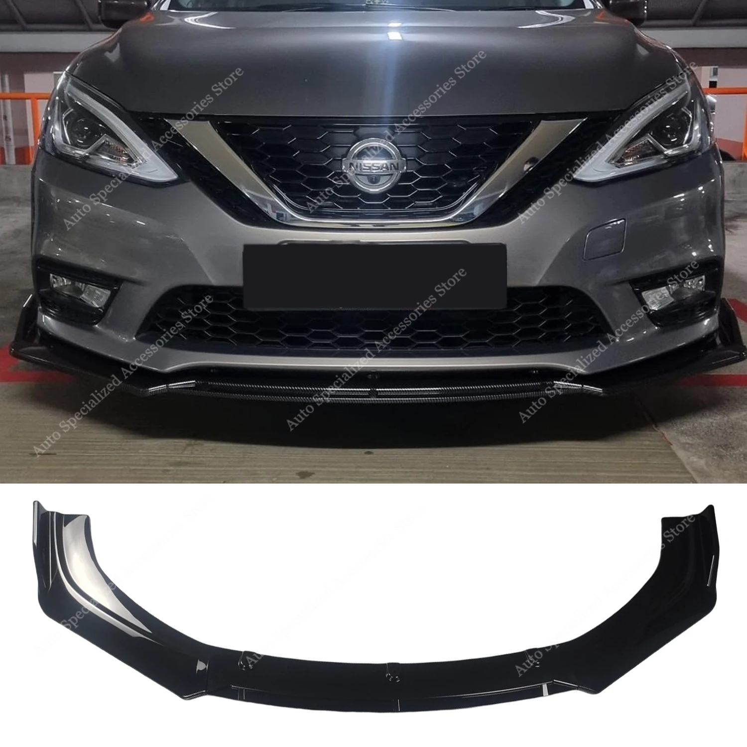 Глянцевый черный передний бампер спойлер разделитель диффузор ретро-футляр для