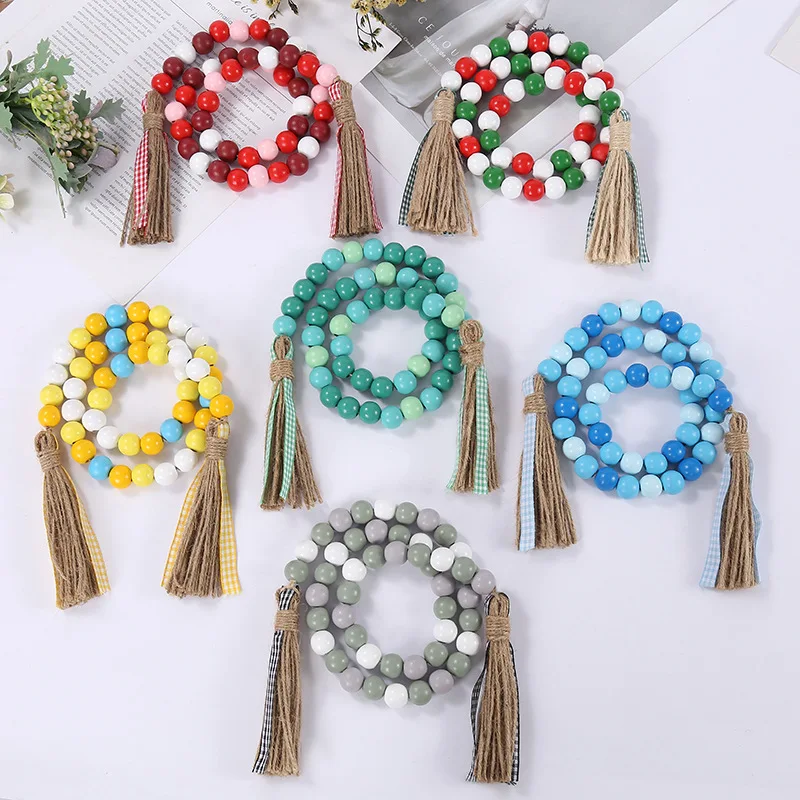 Сделай сам красочные деревянные бусины креативное украшение занавески ремни для
