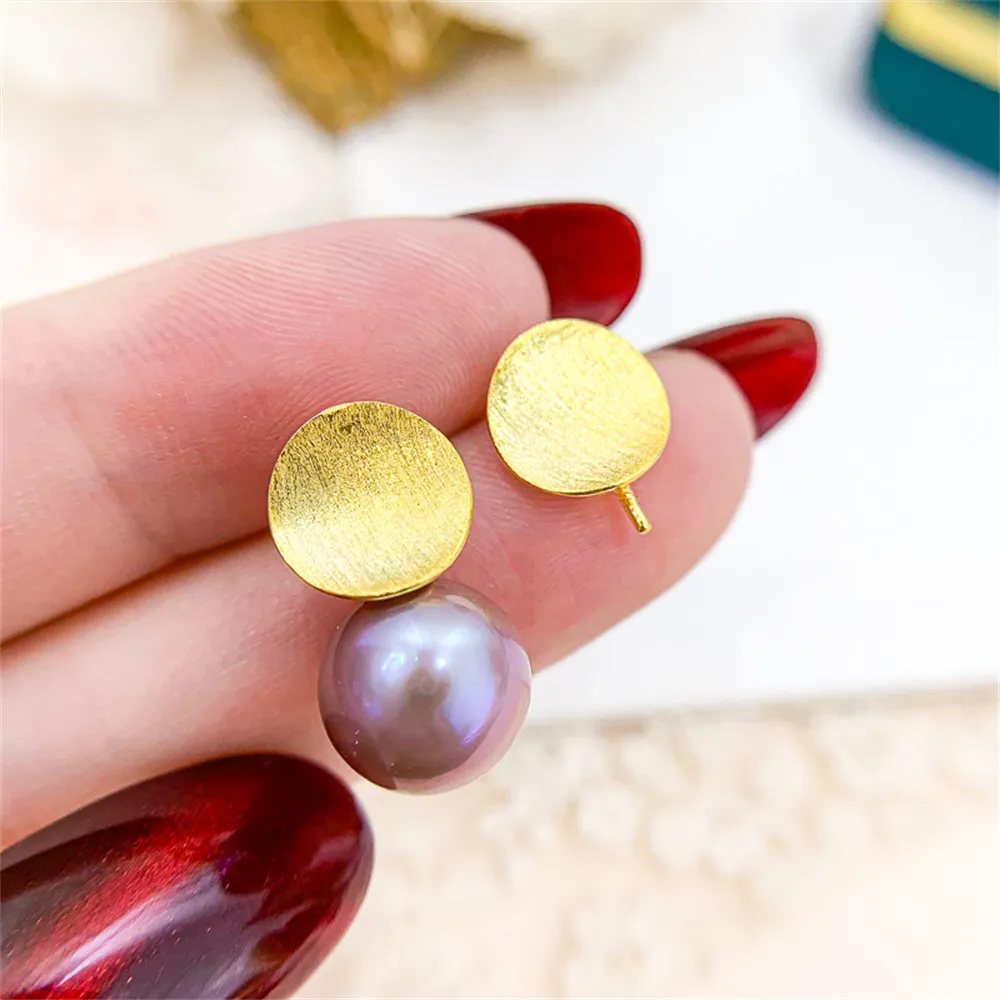 

Жемчужные аксессуары для сережек «сделай сам», ювелирные изделия из стерлингового серебра S925, модные круглые серьги, пустой держатель, подх...