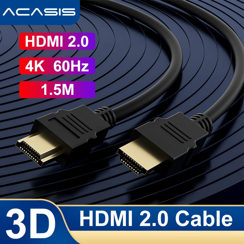 

Кабель ACASIS HDMI-совместимый 4K60Hz HDMI 2,0 высокоскоростной 3D адаптер для ноутбука к телевизору для монитора проектора PS3 PS4 коммутационный кабель 1...