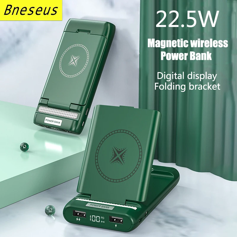 

Magnetic Power Bank 10000mAh Wireless Charger For iPhone 12 13 14 Auxiliary Battery Pack Folding Bracket Macsafe Powerbank