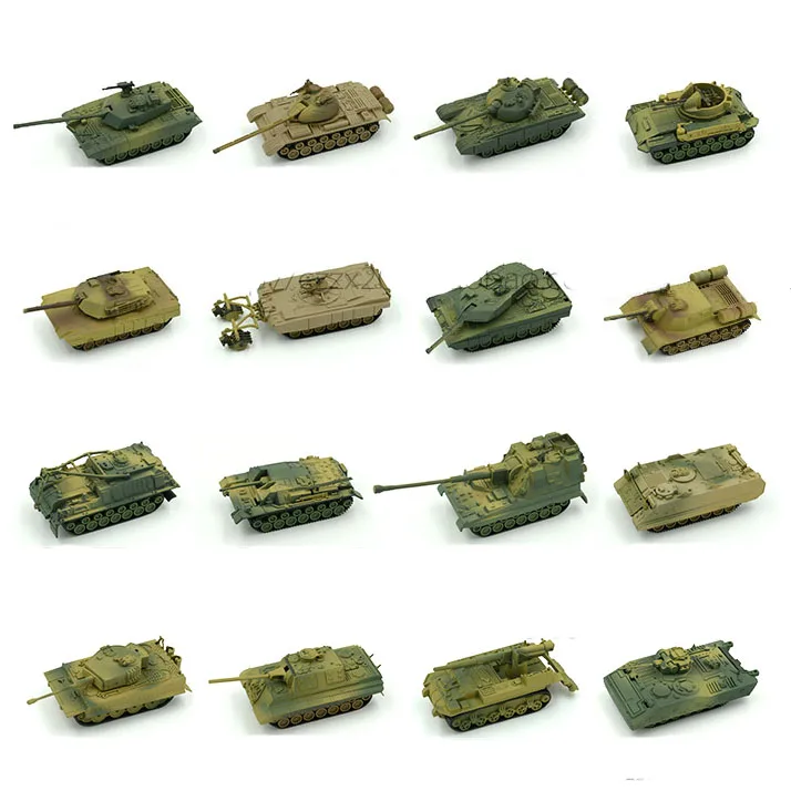 

1pcs 1:72 4D Plastic Assemble Tank Kits World War II Model Puzzle Assembling Military Sand Table Toys For Children