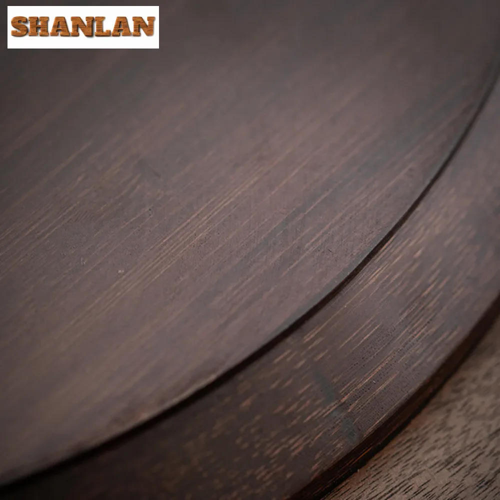 Круглый бамбуковый поднос для чая с лотосом расписанный вручную бутиковая