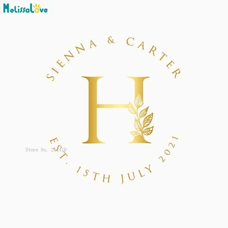 

Именные даты и инициалы на заказ, свадебная монограмма, дизайн логотипа, цветочный венок, парные круглые предварительно изготовленные накл...