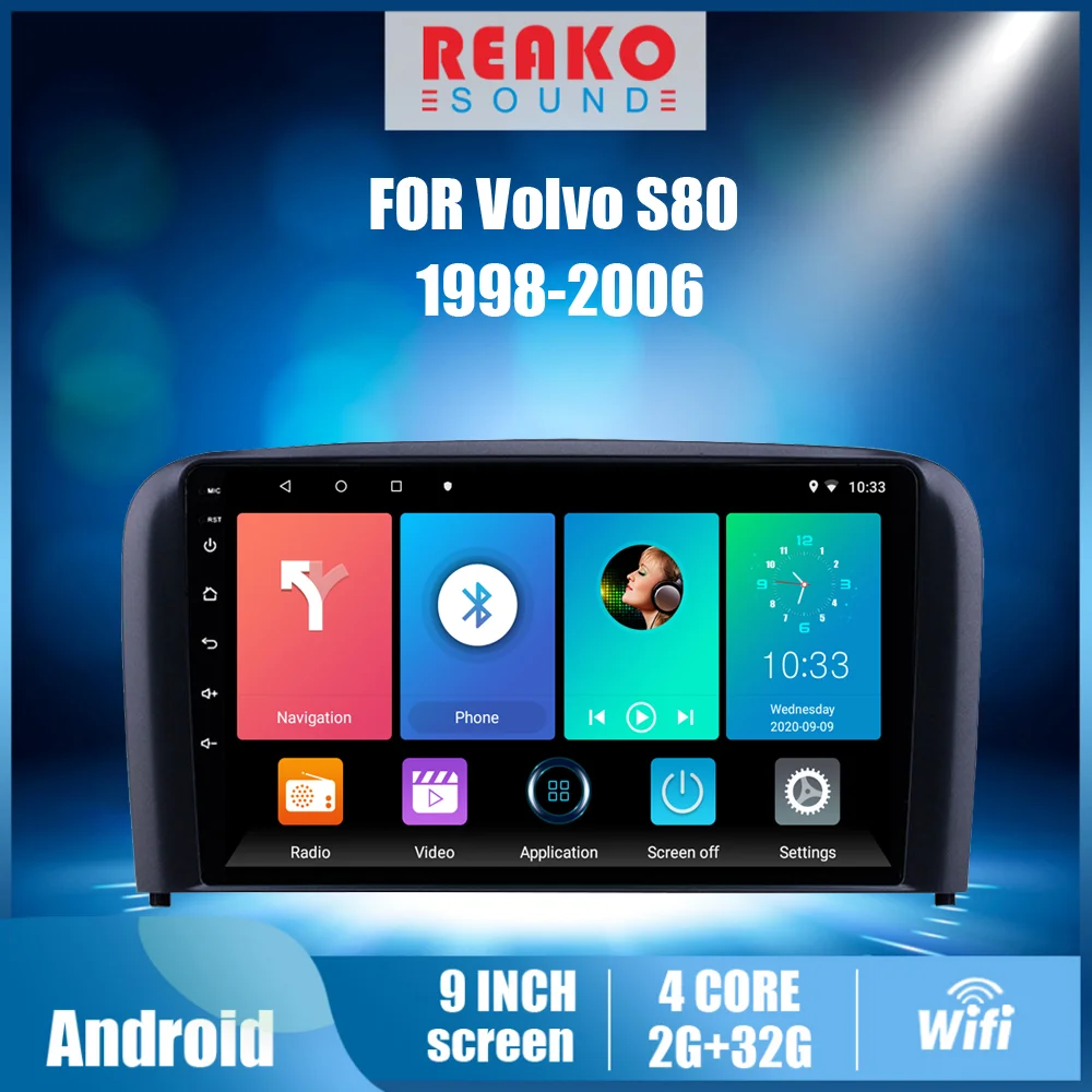 

REAKOSOUND For Volvo S80 1998-2006 Autoradio 9 Inch Android Car Multimedia Video Player Navigation GPS 2 Din Head Unit