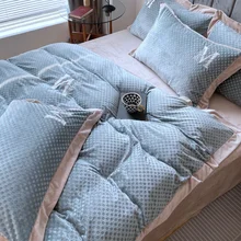 Leite de veludo quatro peças inverno coral veludo folha de cama capa de edredão flanela cama dupla face veludo mais veludo bebê veludo (1)