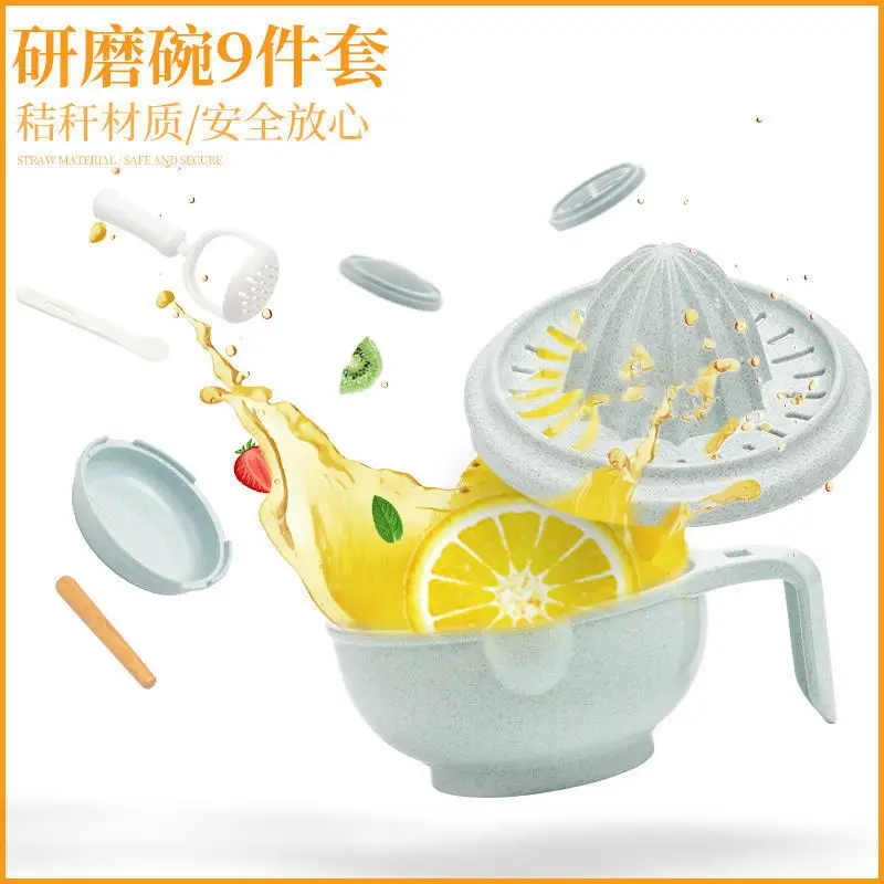 

Wheat Straw Grinder Multifunctional Grinding Bowl Manual Baby Juicer Fruit Mud Supplementary Food Tool