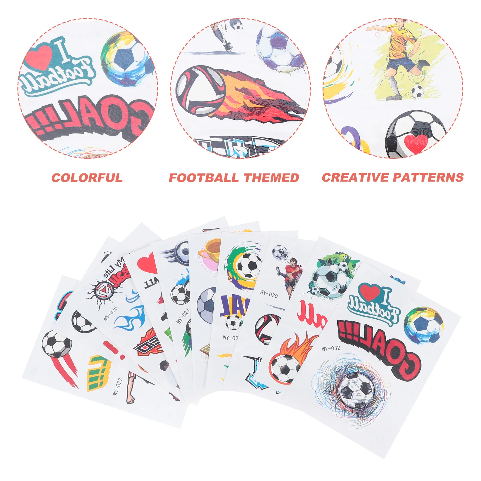 10 листов красочных детских татуировок на тему футбольного мяча, наклейки на детский футбольный мяч, спортивные наклейки для тела