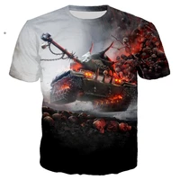 2022 summer world of tanks 3d print mens t shirt casual round neck quick dry short sleeve street top