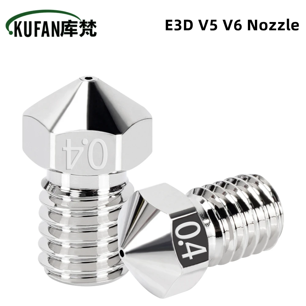 

KUFAN 2pcs E3D V5 V6 Nozzle 0.2-1.0mm High Temperature Resistance Brass M6 Thread E3D 3D Printer Nozzles For 1.75mm Filament