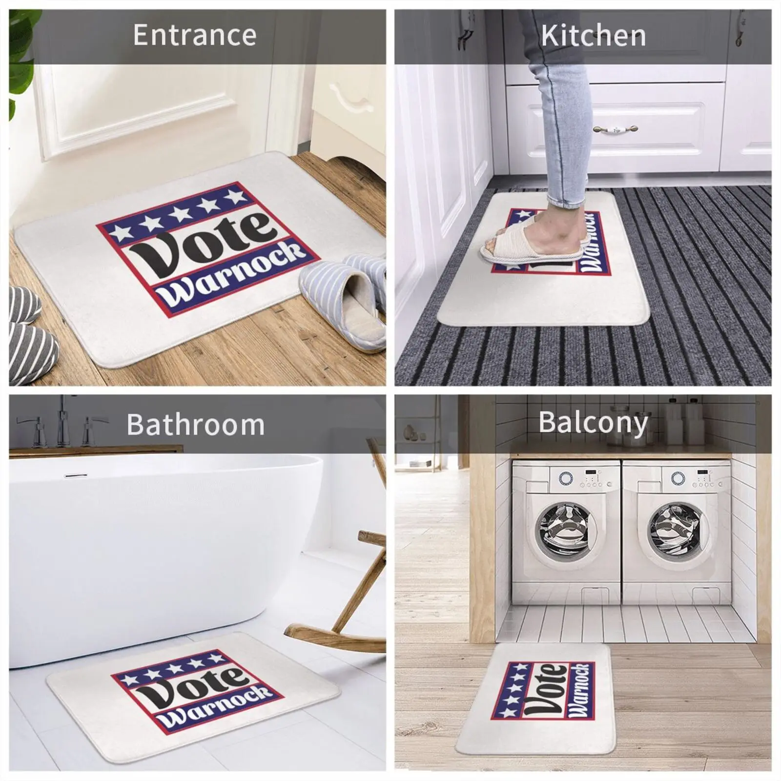 Забавная Подарочная наклейка Vote Warnock мягкий коврик дверной прорезыватель