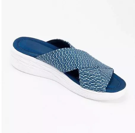 

Summer PU Cross Outdoor Slide Sandals Ladies Low Heel Shoes Casual Flat Slippers