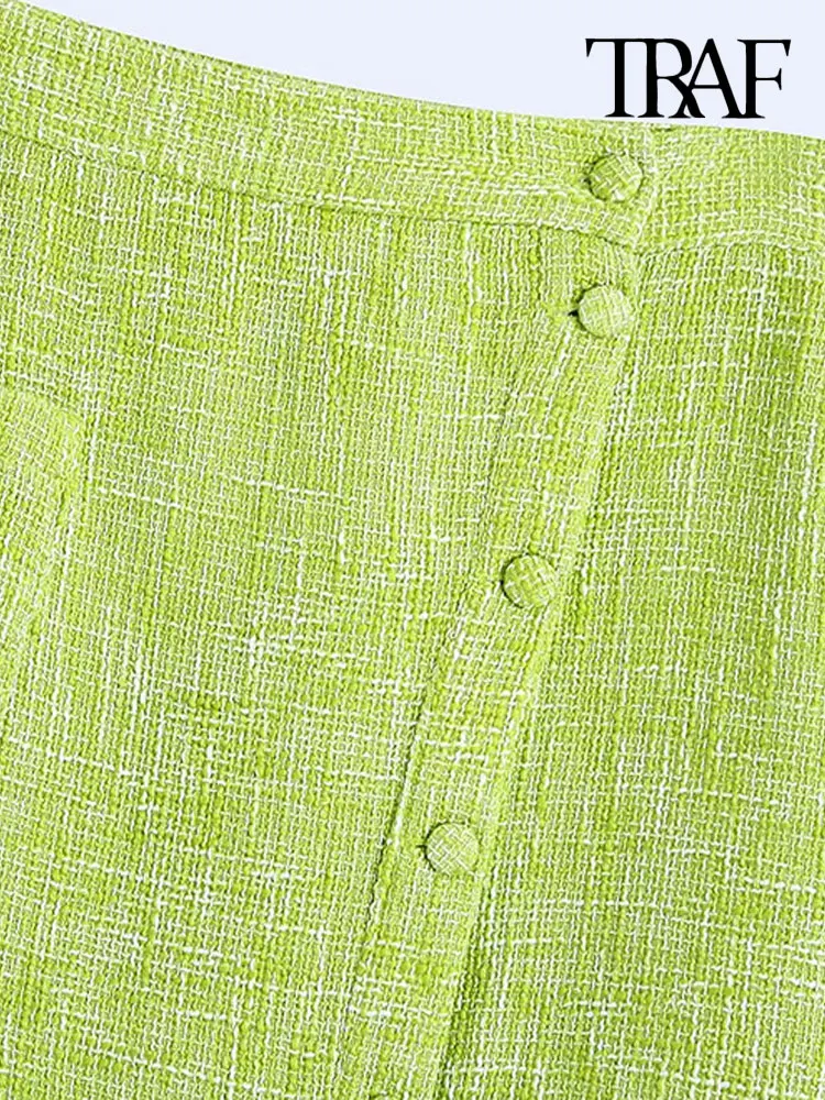 Юбка траф Женская твидовая средней длины модная Винтажная с завышенной талией