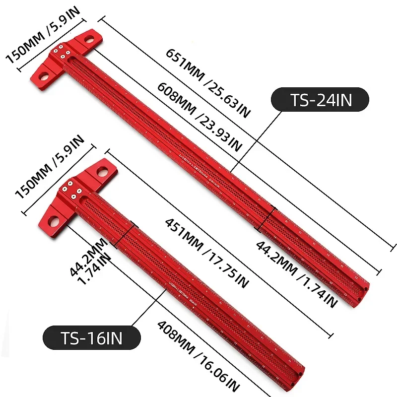 Точная маркировка Т-линейка из алюминиевого сплава деревообрабатывающий