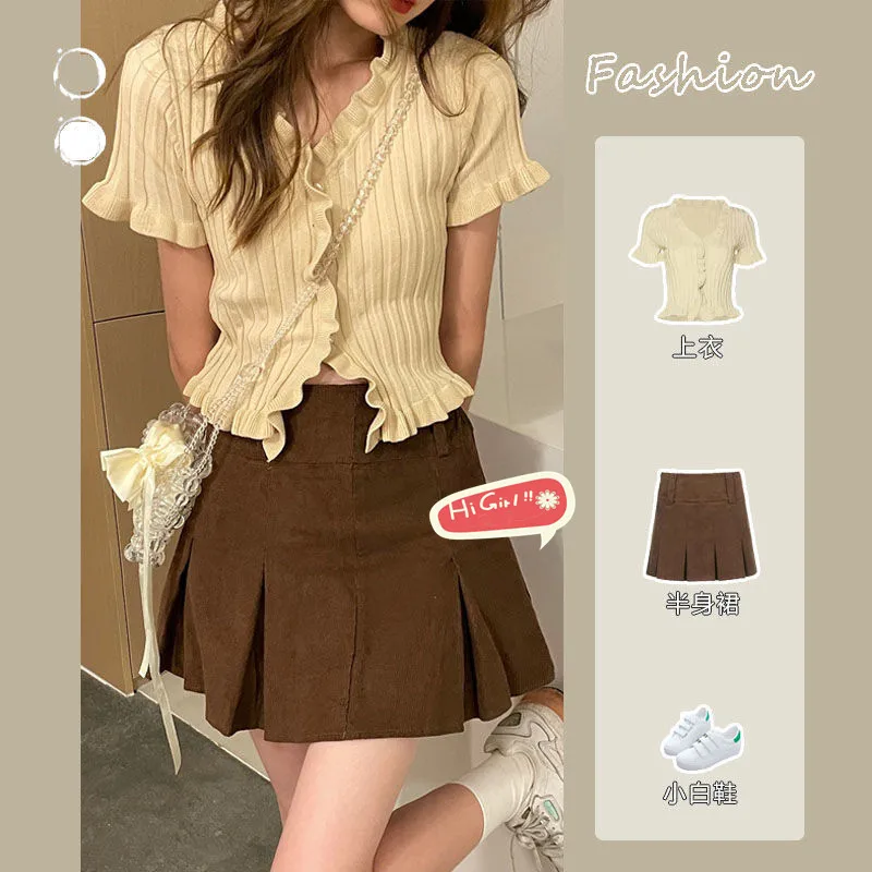 

Женский кардиган с завышенной талией STSVZORR Y2K, летний кардиган с короткими рукавами