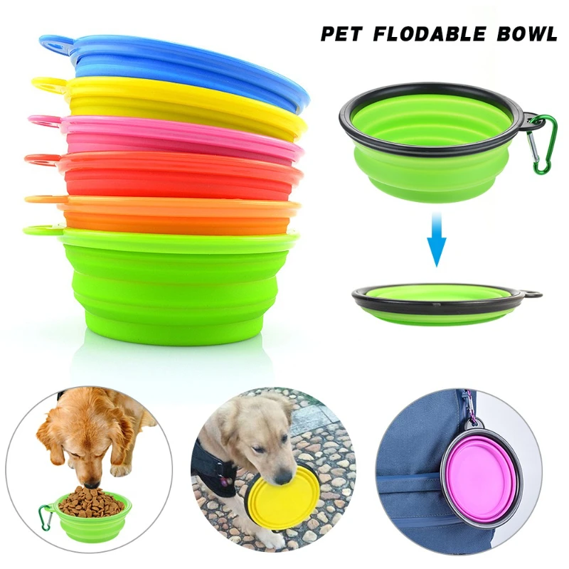 

Bowl Foldable Eco Firendly Silicone Pet Cat Dog Food Water Feeder Travel Portable Feeding Bowls Puppy Doggy Food Cont