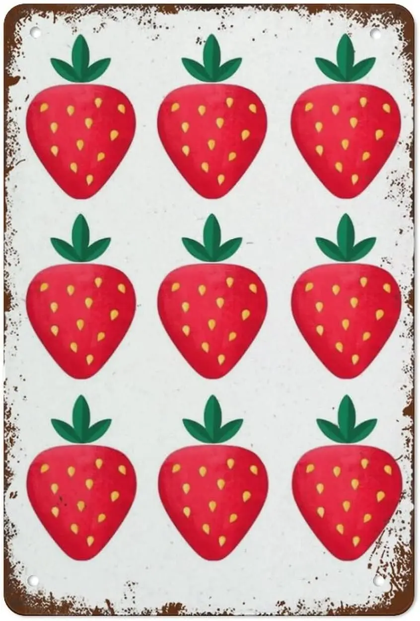 Strwberry Wll rt Botncl Berry Prnt Ktchen Decor Gft for Mom bstrct Lvng Room Tn Sgn Metl Relx Stress