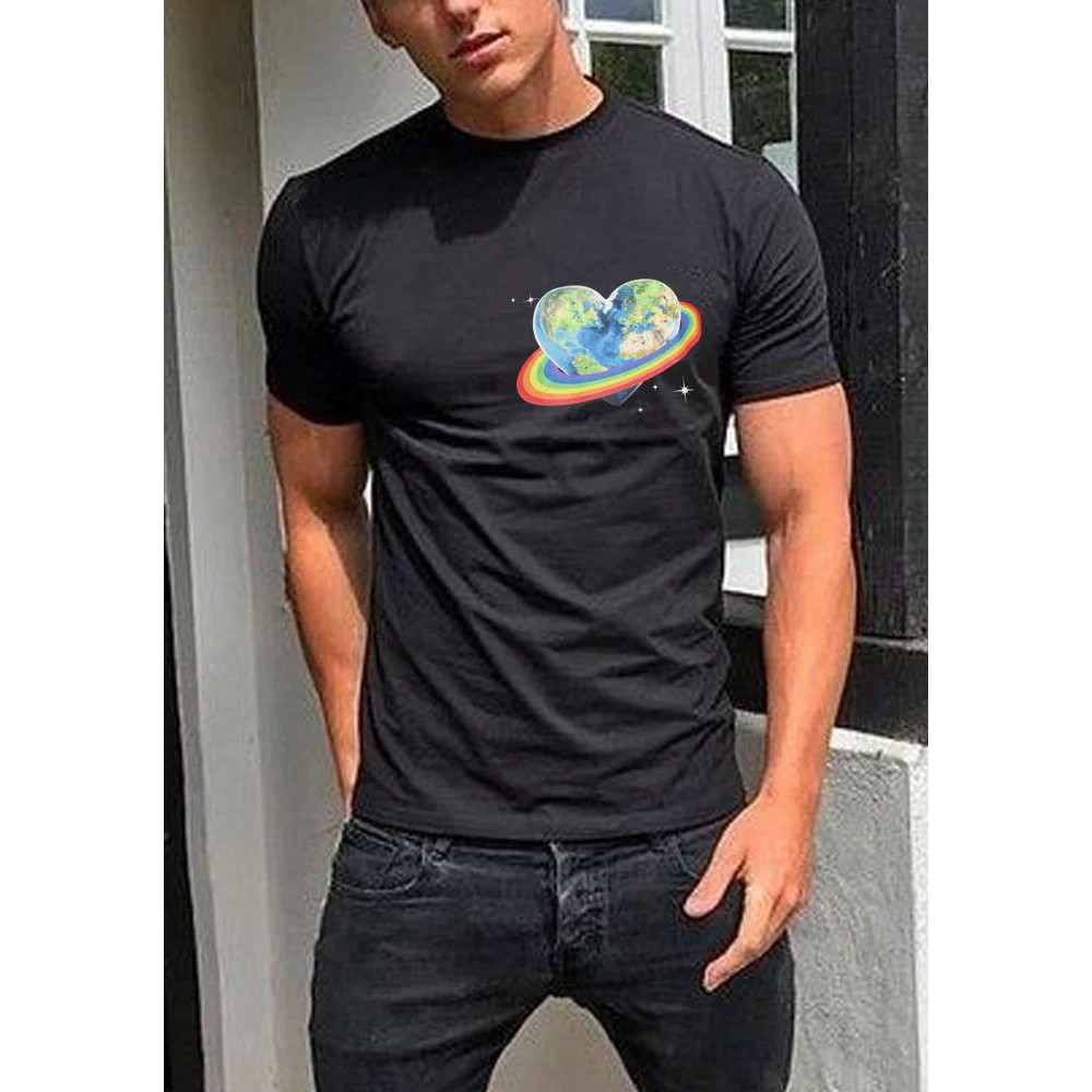 

Badassdude Rainbow Heart Printing Men's Casual Fashion T-shirt