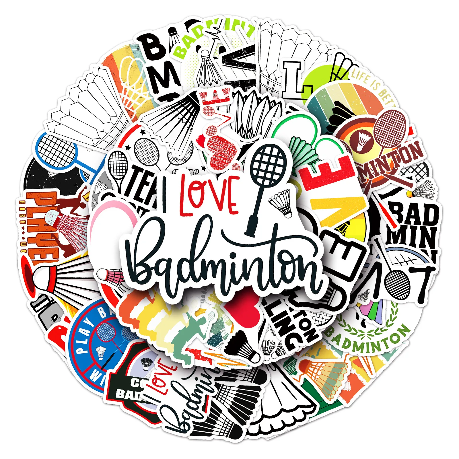 

10/30/50PCS Cartoon Badminton Stickers Graffiti Decals Kids Toy Gift Waterproof DIY Suitcase Notebook Laptop Wall Car Wholesale