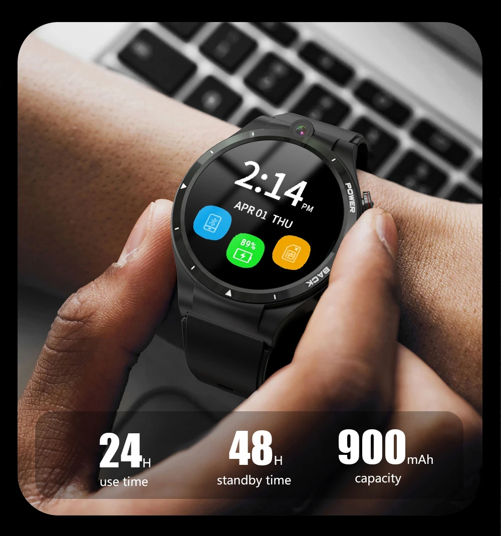LEMFO LEM15 Smartwatch GPS LTE 4G Smart Watch Android 10 128GB SIM Card WiFi Dual Camera 900mAh Battery 2022 for Men 1.6 Inch |
