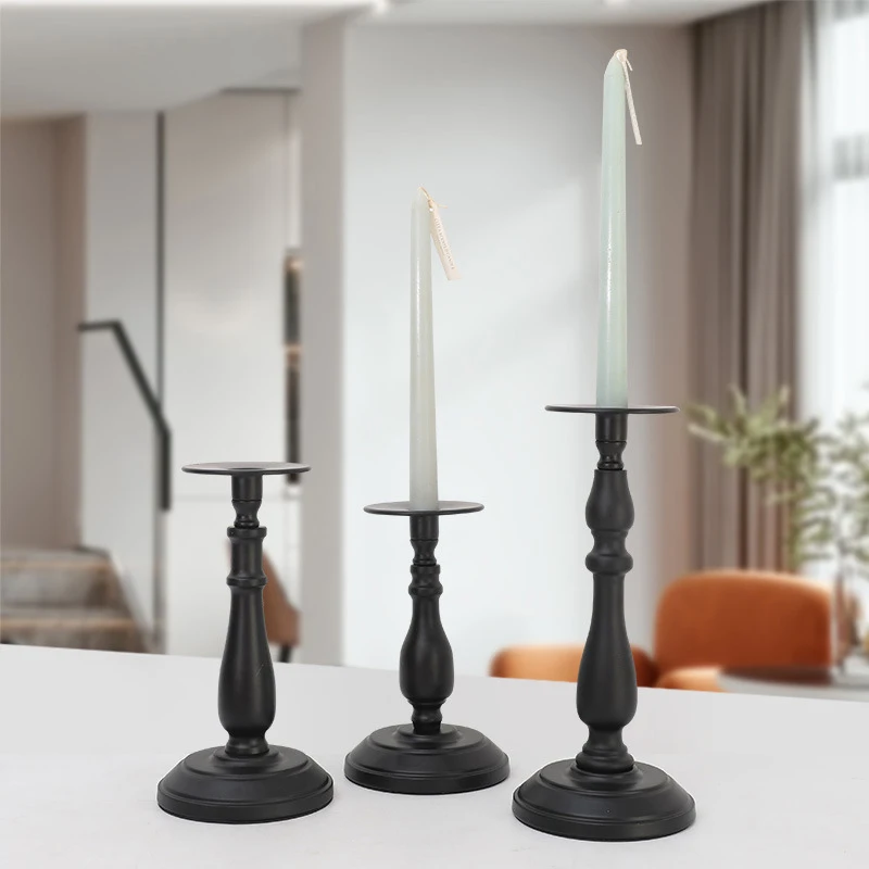 

Black Metal Candlestick Electroplating Candle Holder Wedding Home Decoration Photography Props Desktop Candles Stand Stick Rack
