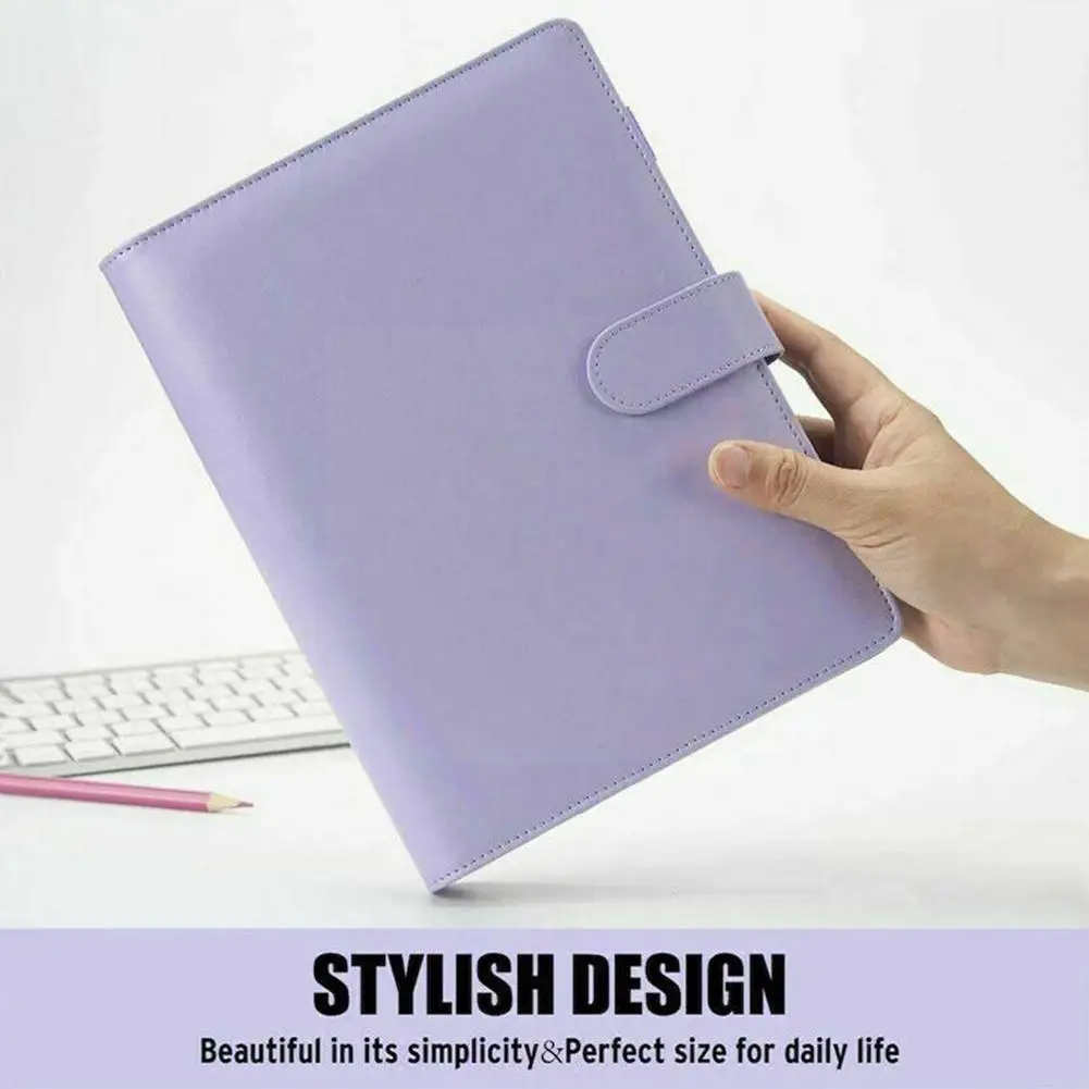 

A6 Pu Leather Binder Planner Organizer Macaron Loose-leaf Clear Notbook Pockets Zipper Sheets And With Set Budget Expense C E3y4