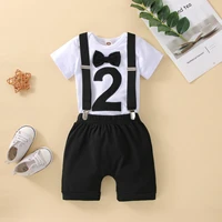 baby boy clothes set cake smash outfit for 2 year baby birthday cotton romper suspender pants cute toddler photograph outfit