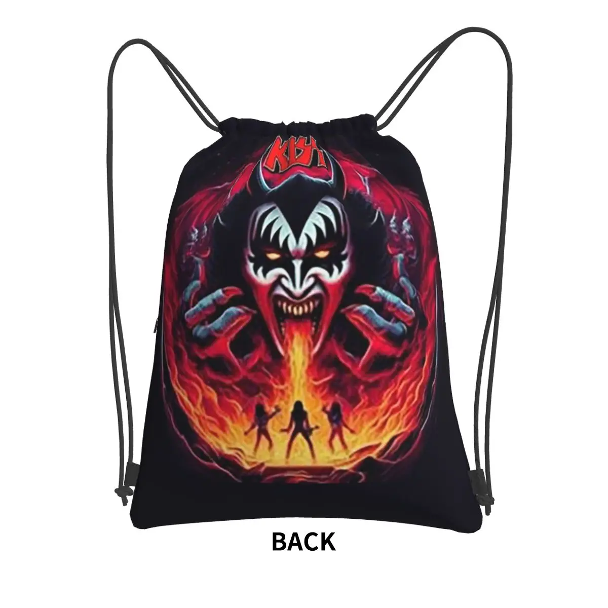 Фото Рюкзаки KISS The Band Demon Red Rock Music, повседневные сумки на шнурке с карманами для мелочей, сумки для книг для мужчин и женщин, школьные сумки №2