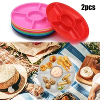 compartment snack dish plastic serving tray dip bowl picnic bbq assorted color 3030cm durable dinnerware serving dishes