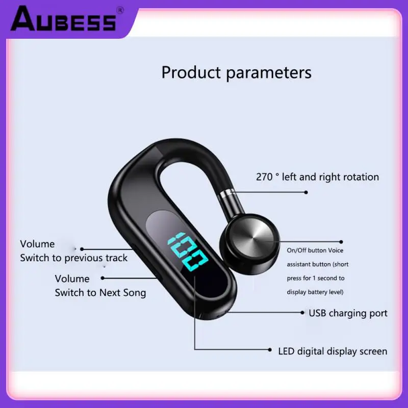 

Dc 5v Waterproof S30 Wireless Headset Led Digital Display Sports Ear Hook Commercial Bone Conduction Headset 10 M