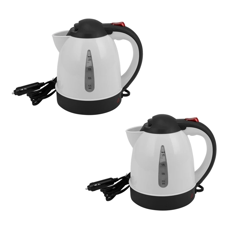 

2X 1000ML Car Hot Kettle Water Heater Travel Auto For Tea Coffee 304 Stainless Steel Large Capacity Vehicle(24V)