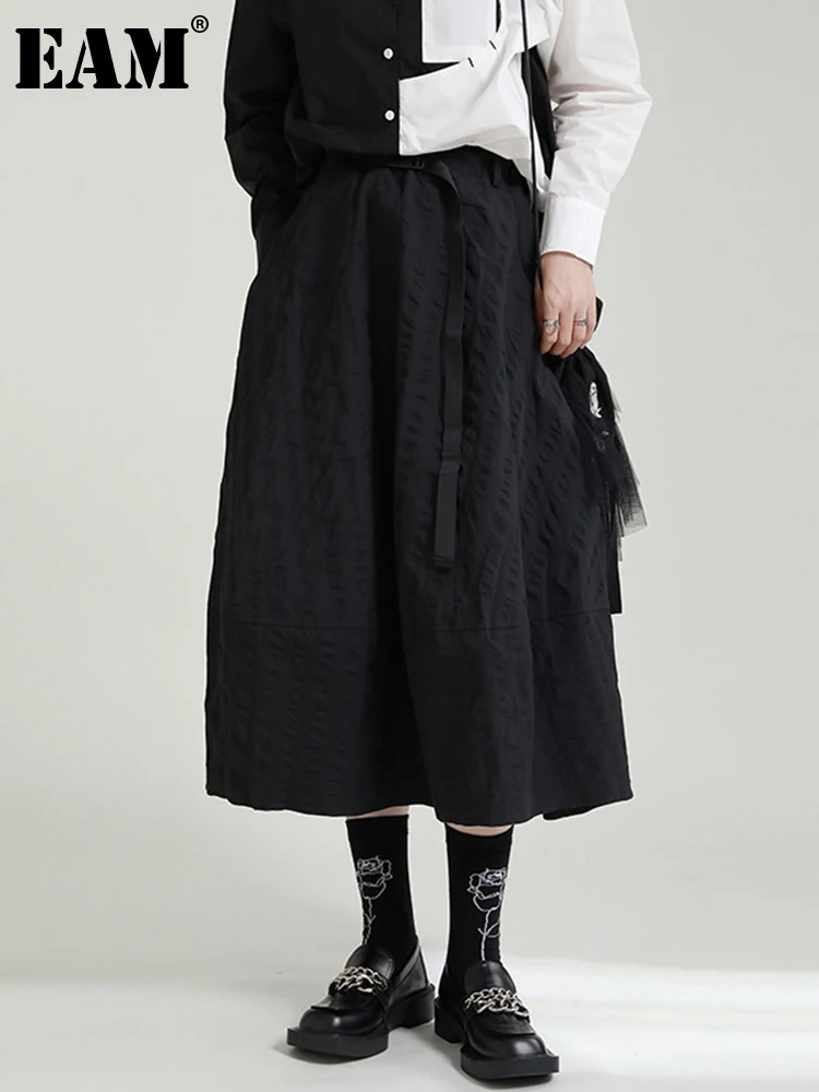 

[EAM] High Elastic Waist Black Long Elegant Shaped Ballbown Half-body Skirt Women Fashion Tide New Spring Autumn 2022 1DE4472