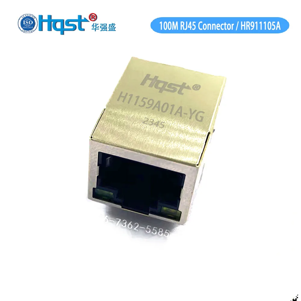 H1159A01A/HR911105A RJ45 гнездовой разъем 1 порт Tab Up 100 Base-T 8p8c Cat5 SMT с желтым/зеленым