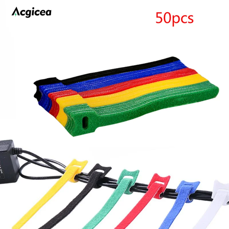 

30/50pcs Cable Organizer Wire T-type Reusable Cord Organizer Wire 15*1.2cm Colorful Computer Data Cable Power Cable Tie Straps