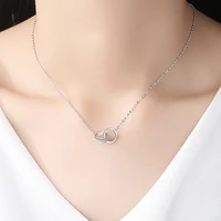 womens luxury 925 sterling silver necklace rose gold double ring zircon choker chain necklace