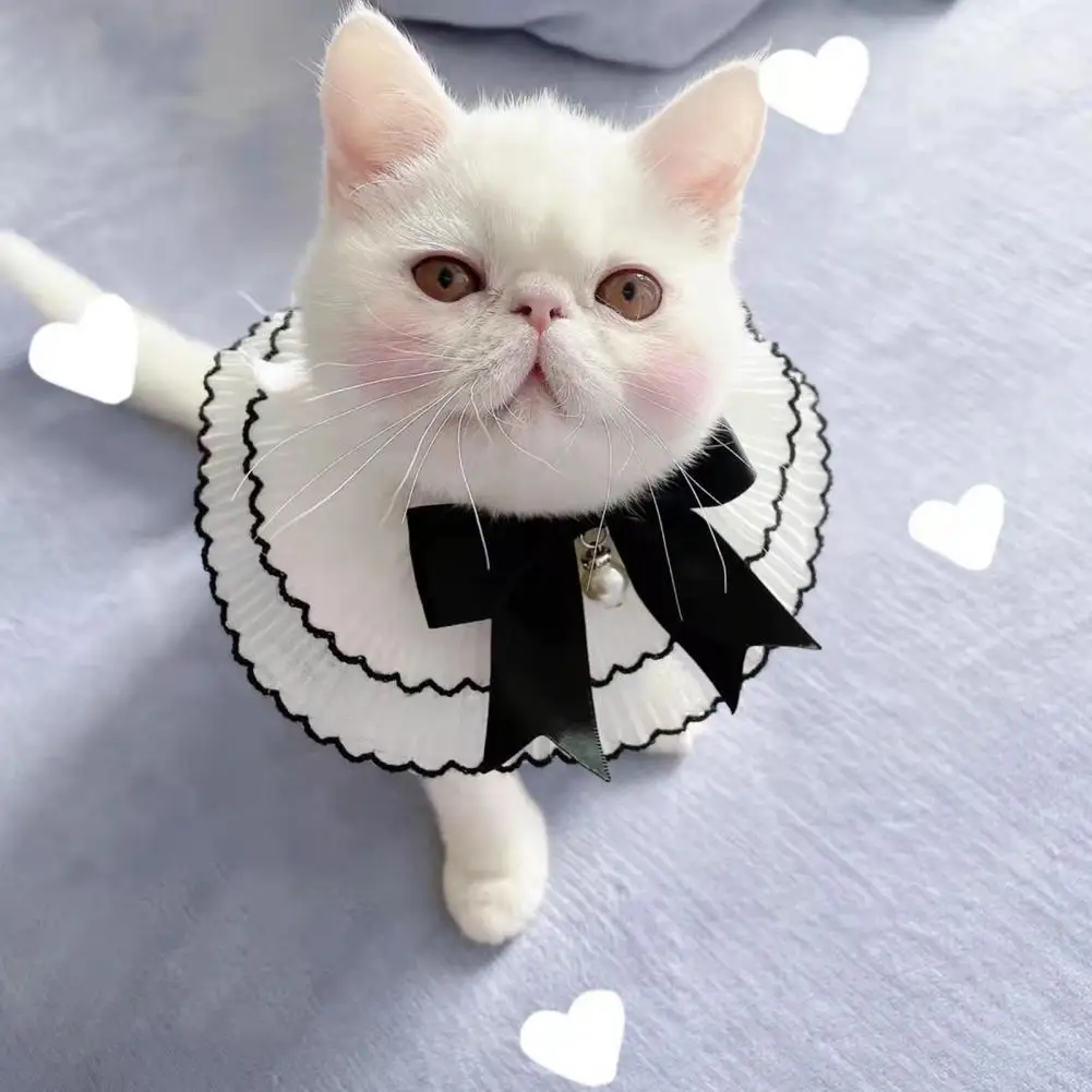 

Dog Scarf Beautiful Nylon Decorative Pearls Lace Pet Bib Shooting Props Pet Bib Teddy Kerchief