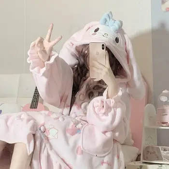My Melody Kawaii Two-Piece Winter Nightgown Set