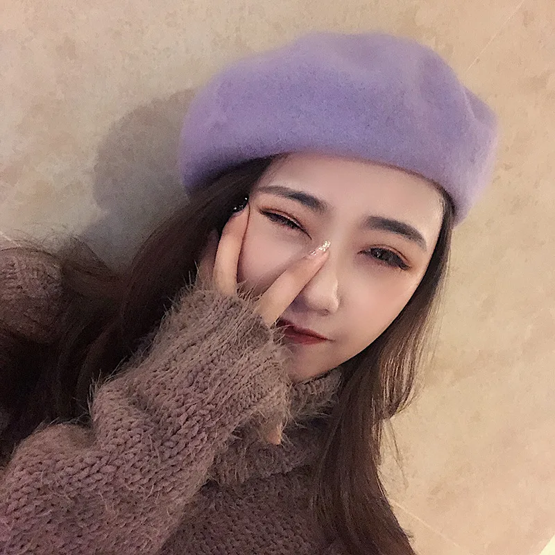 Модные женские повседневные круглые шерстяные береты Ins зимние шапки для
