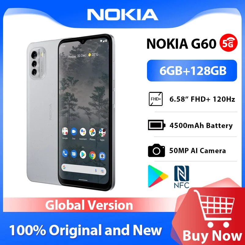 Global Version Nokia G60 5G Smartphone  6GB 128GB NFC eSIM 6