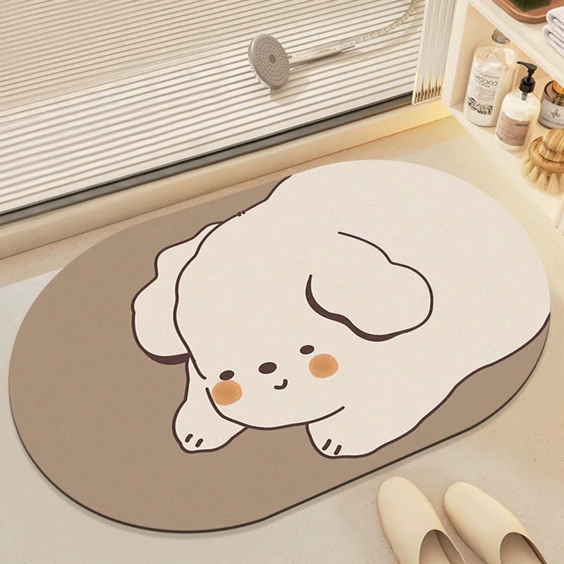 Мультяшный абсорбирующий коврик для ванной Быстросохнущий нескользящий двери