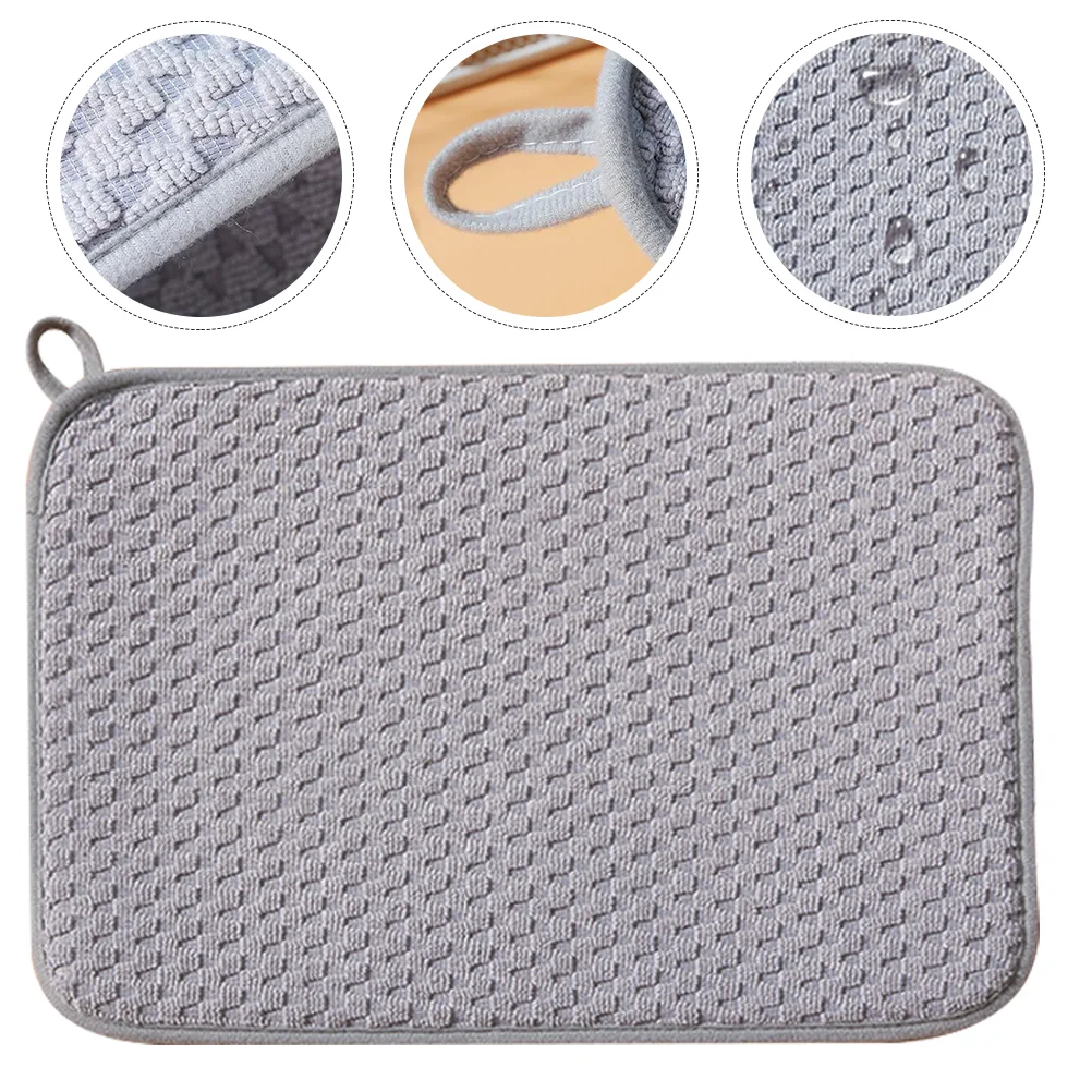 

2 Pcs Drain Board Washable Kitchen Mat Convenient Drying Accessory Absorb Water Pad Tableware Superfine Fiber Multi-function