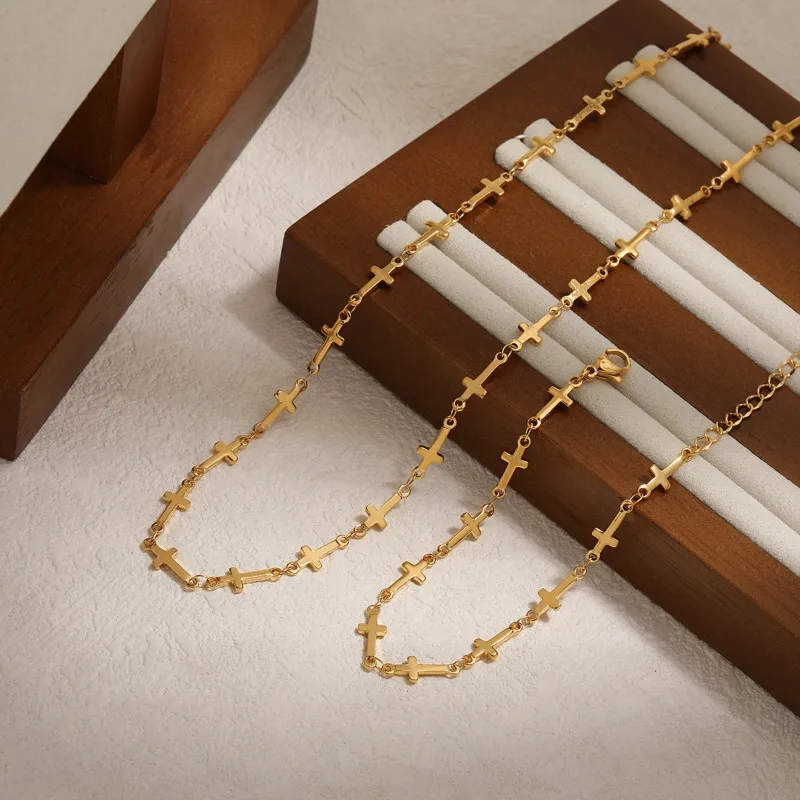 Ожерелье С Геометрическим Крестом Ручной Вышивки Стильный Вечерний Аксессуар