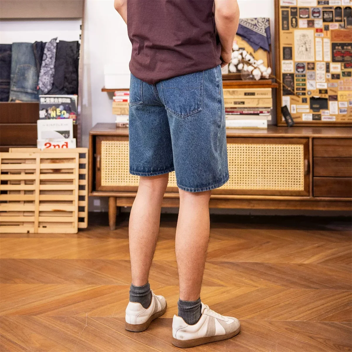 Красные повседневные джинсовые шорты Tornado свободные прямые винтажные рабочие