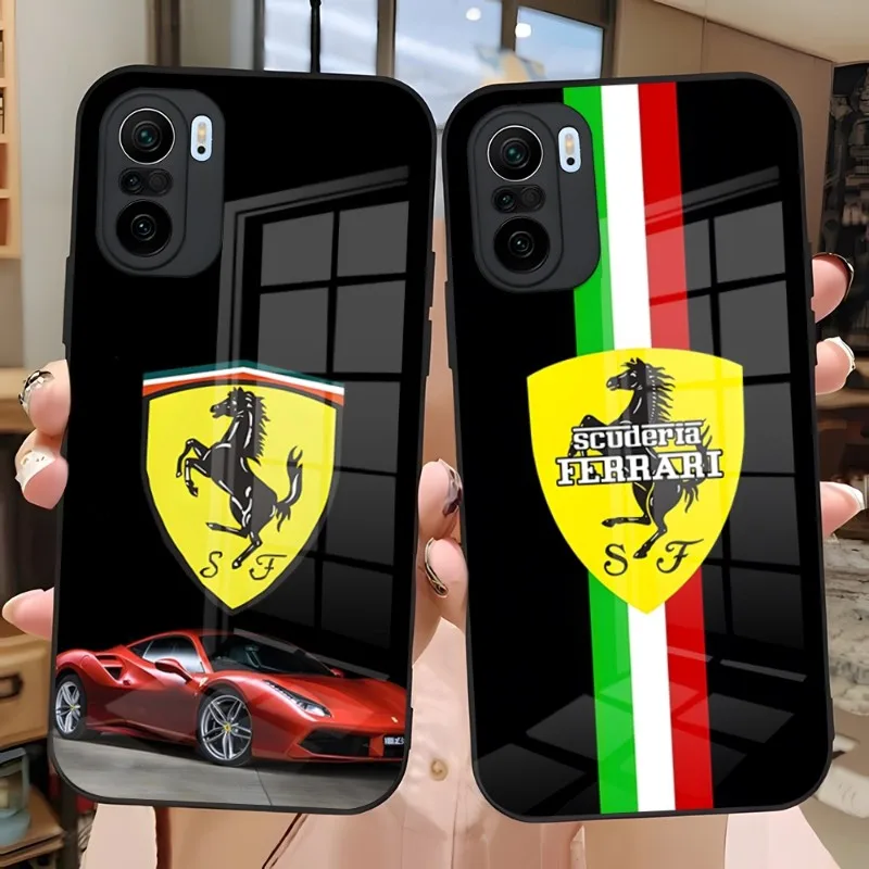 

Ferrari Luxury Car Phone Case Glass Design For Xiaomi Redmi Note 13 10 10T 11i 11T 11 9 8 11S Poco X3 M4 F3 Pro Covers