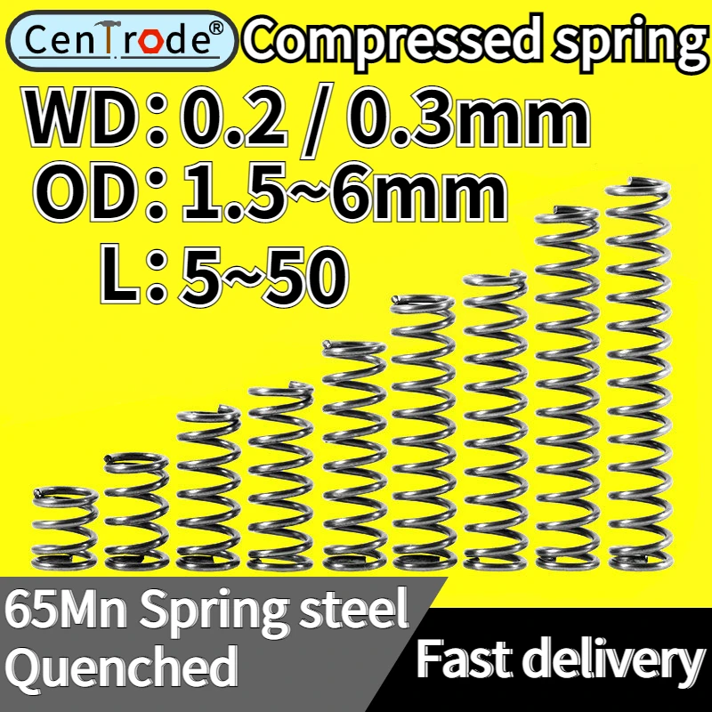 

10 Pcs Wire Diameter0.2/0.3mm Outer Diameterr 1.5-6mm Compressed Spring Rotor Return Spring Pressure Spring Length 5-50mm